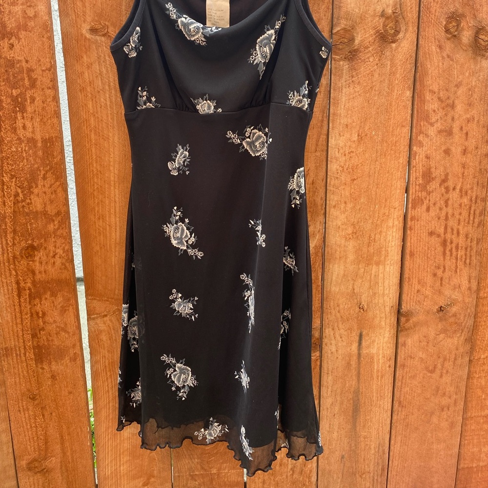 90s floral black dress
